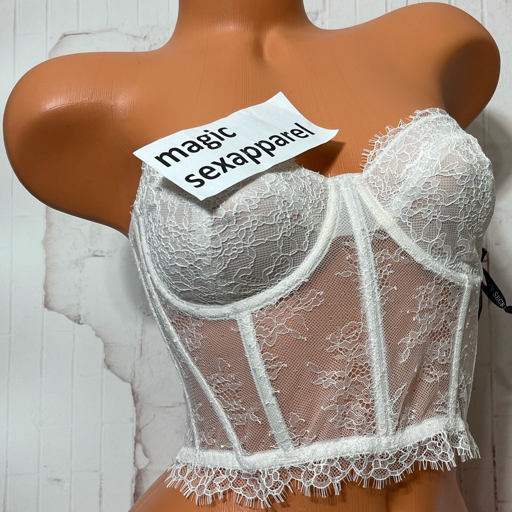 VS 36DD DREAM ANGELS LONGLINE BUSTIER BRA CHANTILLY LACE BONED